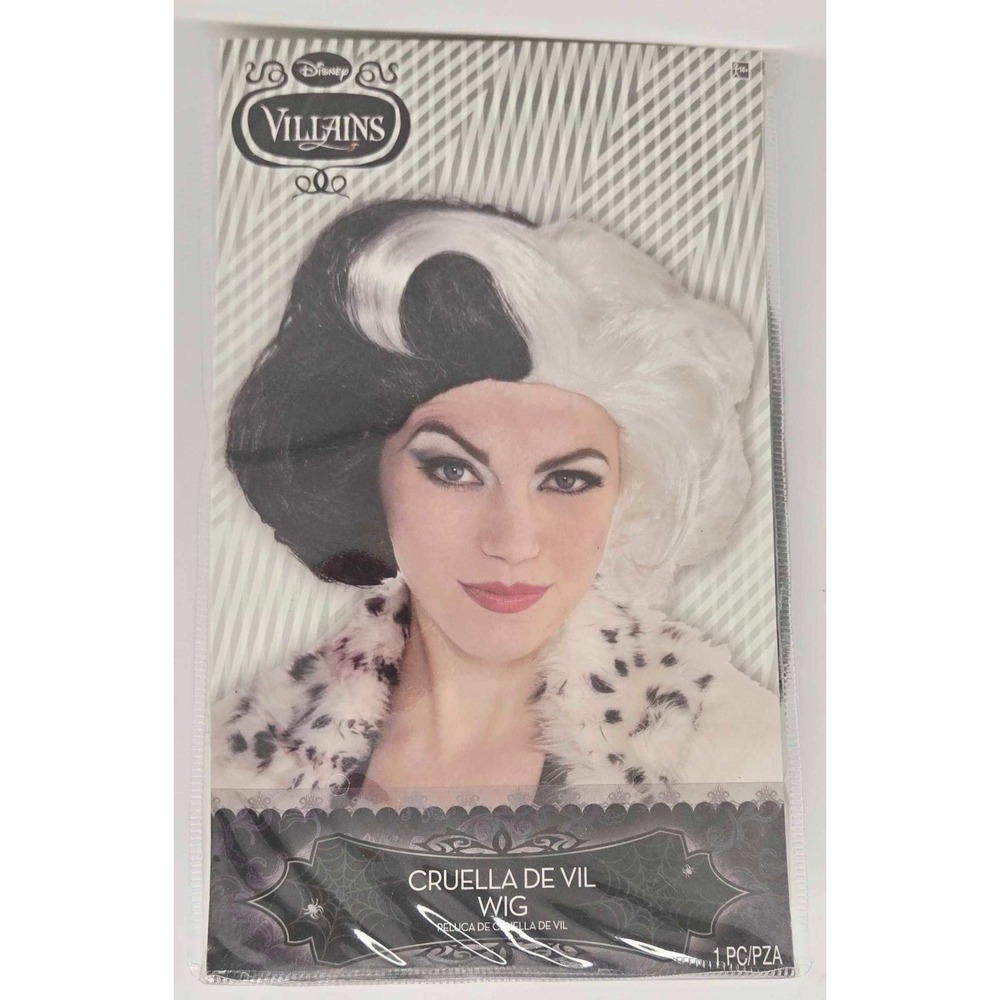 Disney Villains Cruella de Vil Wig Official Black White 101 Dalmatians Cosplay